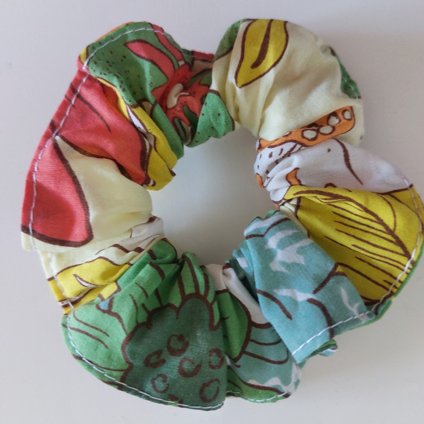 Chouchou fleur verte et jaune