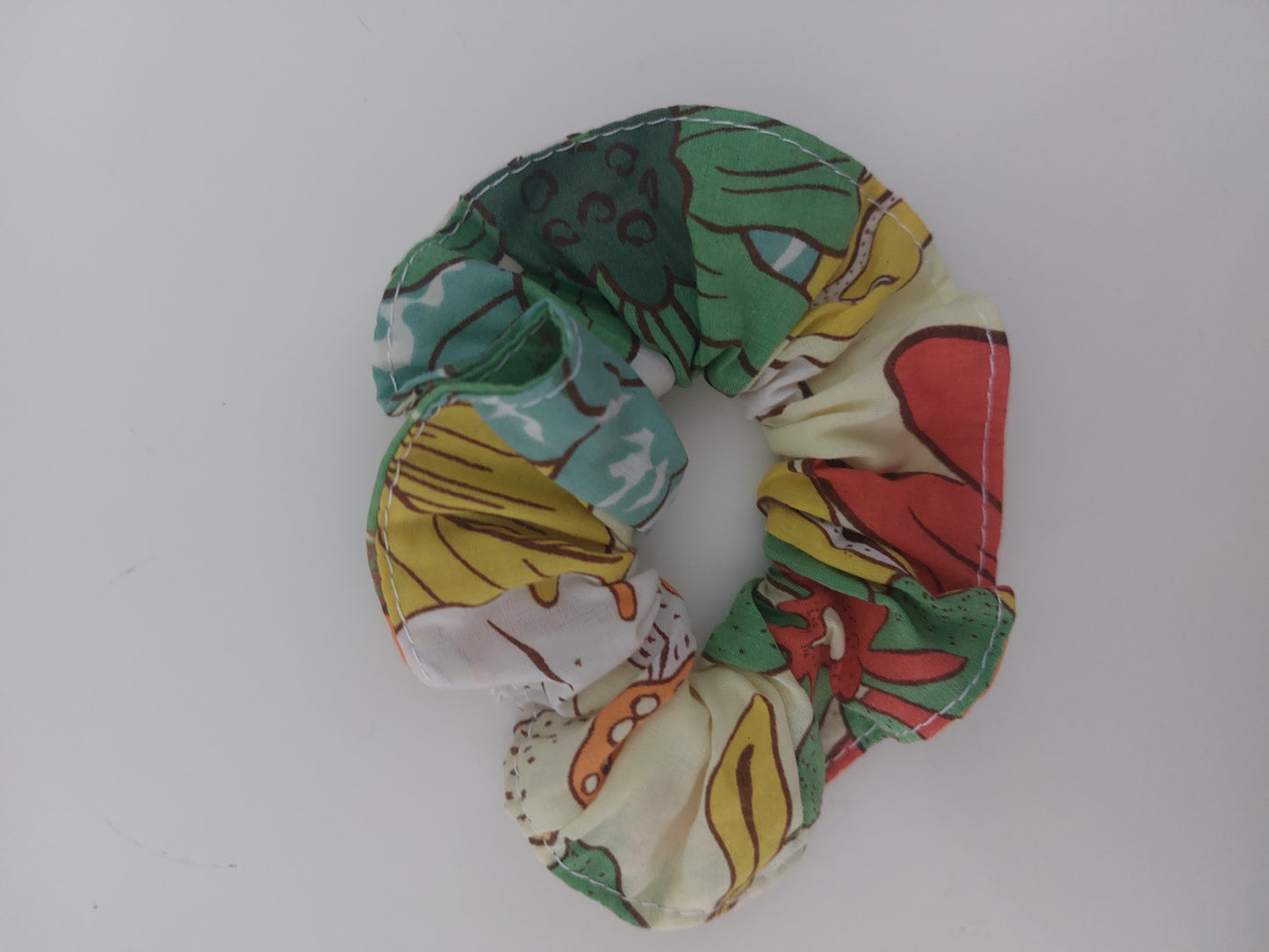 Chouchou fleur verte et jaune