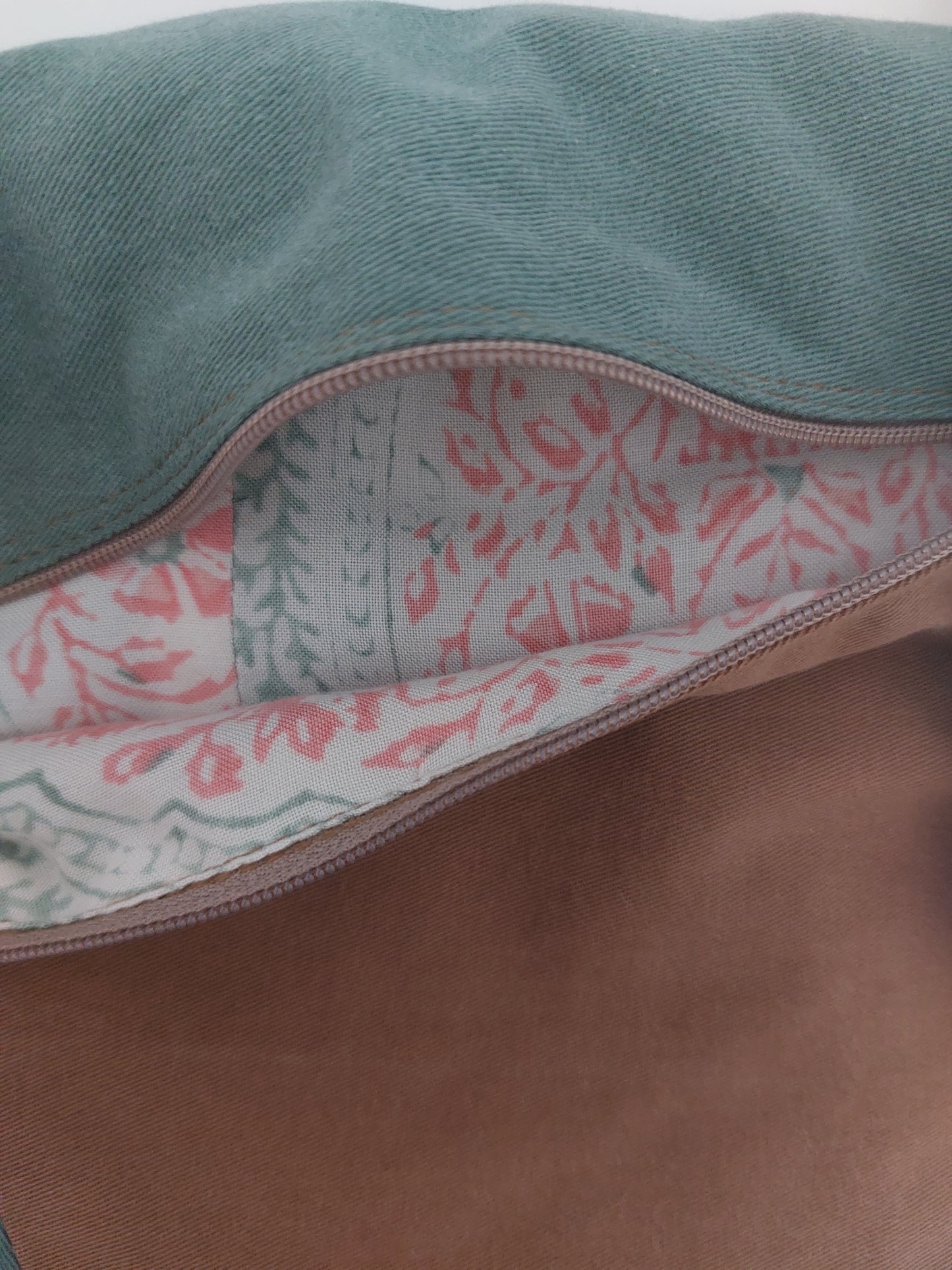 Sac banane jean marron/vert