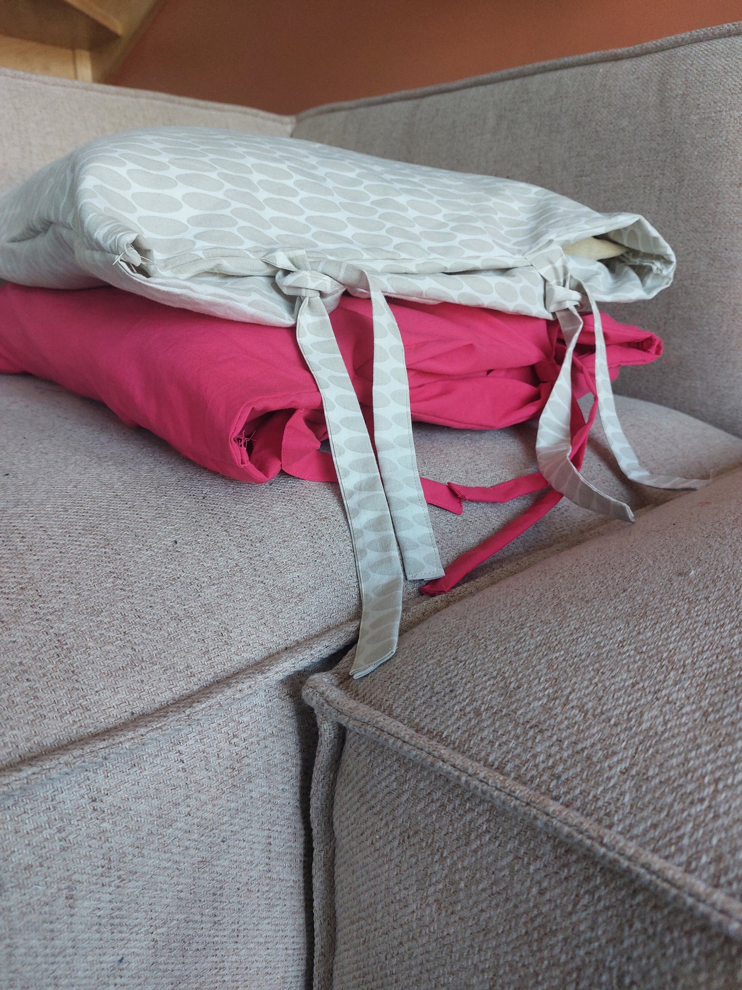 Housse de coussin à nouer beige